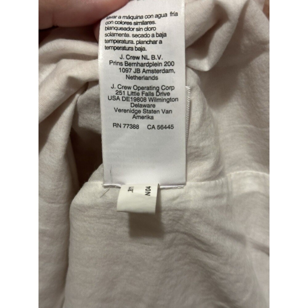 J.Crew Smocked 100% Cotton Puff-Sleeve Lined Poplin Dress Tan White Gingham Sz M - Picture 12 of 16